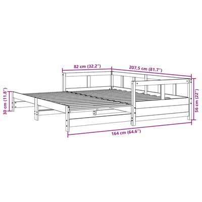 vidaXL Dagseng uten madrass 80x200 cm heltre furu