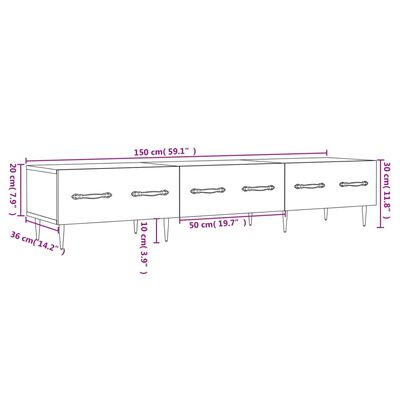 vidaXL TV-benk høyglans hvit 150x36x30 cm konstruert tre