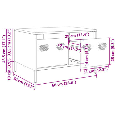 vidaXL TV-benk antrasitt 68x50x43,5 cm kaldvalset stål