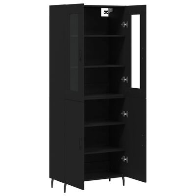 vidaXL Highboard svart 69,5x34x180 cm konstruert tre