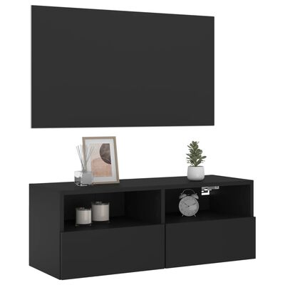 vidaXL Vegghengt TV-benk svart 80x30x30 cm konstruert tre