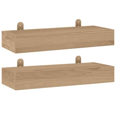 vidaXL Vegghyller 2 stk 40x15x4 cm heltre teak