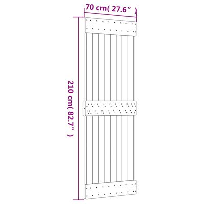 vidaXL Skyvedør med monteringstilbehør 70x210 cm heltre furu