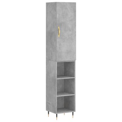 vidaXL Highboard betonggrå 34,5x34x180 cm konstruert tre