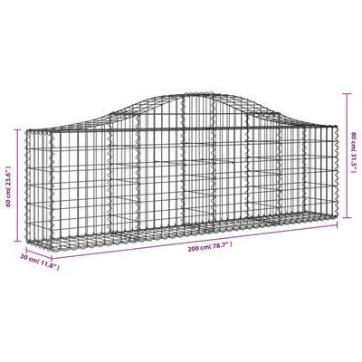 vidaXL Gabionkurver buede 25 stk 200x30x60/80 cm galvanisert jern