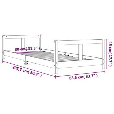 vidaXL Barnesengeramme svart 80x200 cm heltre furu