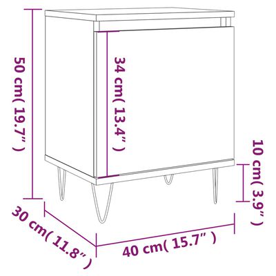 vidaXL Nattbord hvit 40x30x50 cm konstruert tre