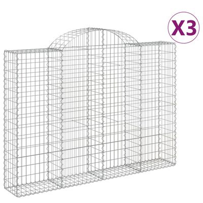 vidaXL Gabionkurver buede 3 stk 200x30x140/160 cm galvanisert jern