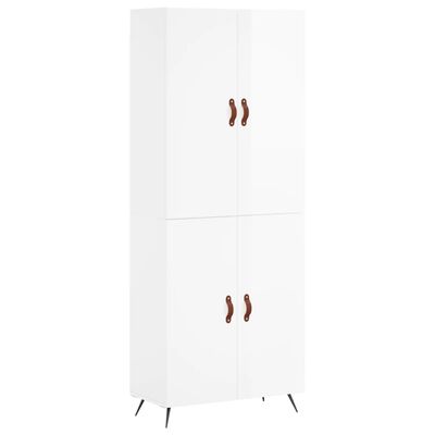 vidaXL Highboard høyglans hvit 69,5x34x180 cm konstruert tre