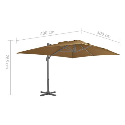 vidaXL Hengeparasoll med aluminiumstang 400x300 cm gråbrun