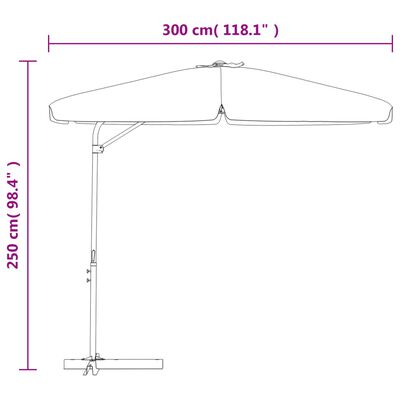 vidaXL Parasoll med stålstang 300 cm gråbrun