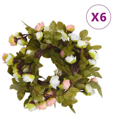 vidaXL Blomsterkranser for jul 6 stk champagne 215 cm