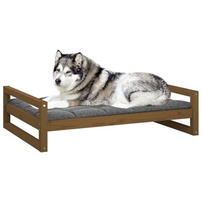 vidaXL Hundeseng honningbrun 105,5x75,5x28 cm heltre furu