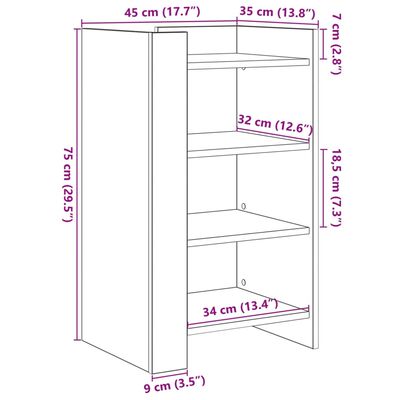 vidaXL Skjenk sonoma eik 45x35x75 cm konstruert tre