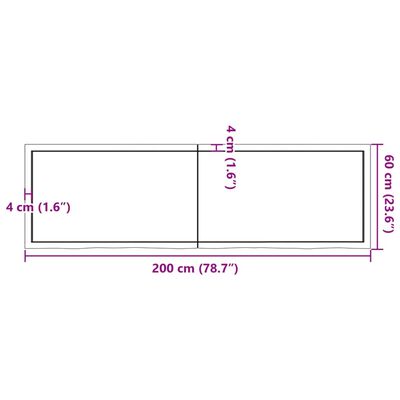 vidaXL Benkeplate til bad lysebrun 200x60x(2-6) cm behandlet heltre