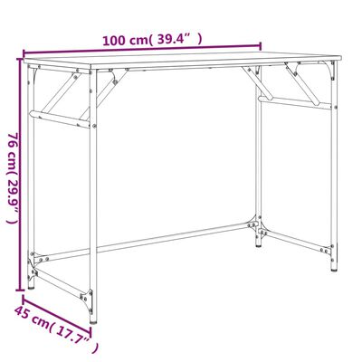 vidaXL Bord røkt eik 100x45x76 cm konstruert tre pulverlakkert stål