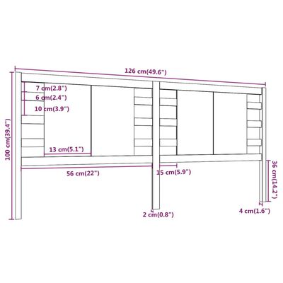 vidaXL Sengegavl honningbrun 126x4x100 cm heltre furu