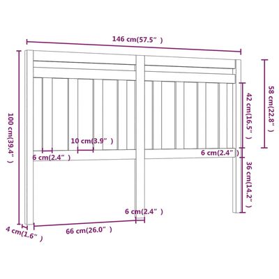 vidaXL Sengegavl 146x4x100 cm heltre furu