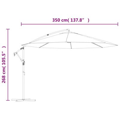 vidaXL Hengeparasoll med aluminiumsstang 350 cm vinrød