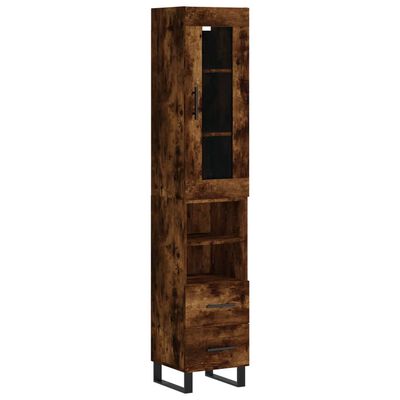 vidaXL Highboard røkt eik 34,5x34x180 cm konstruert tre