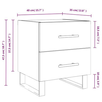 vidaXL Nattbord 2 stk svart 40x35x47,5 cm konstruert tre