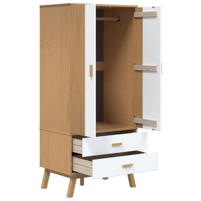 vidaXL Garderobe OLDEN hvit og brun 76,5x53x172 cm heltre furu