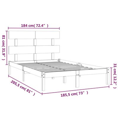 vidaXL Sengeramme heltre 180x200 cm Super King