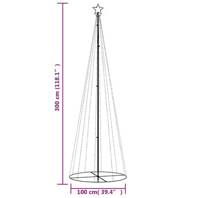 vidaXL Juletre kjegleformet kaldhvit 310 lysdioder 100x300 cm