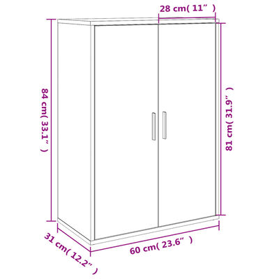 vidaXL Skjenker 2 stk brun eik 60x31x84 cm konstruert tre