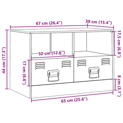 vidaXL TV-benk rosa 67x39x44 cm stål