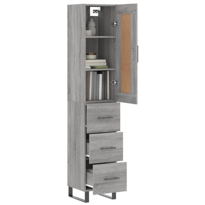 vidaXL Highboard grå sonoma 34,5x34x180 cm konstruert tre