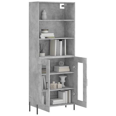 vidaXL Highboard betonggrå 69,5x34x180 cm konstruert tre