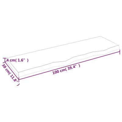 vidaXL Benkeplate til bad lysebrun 100x30x(2-4) cm behandlet heltre