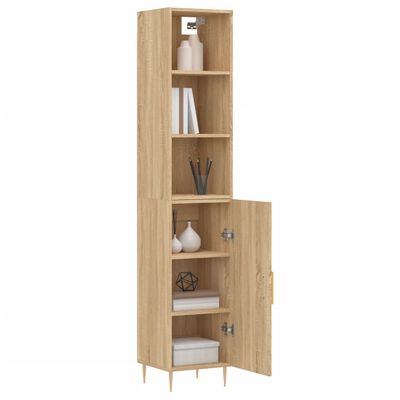 vidaXL Highboard sonoma eik 34,5x34x180 cm konstruert tre