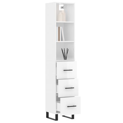 vidaXL Highboard høyglans hvit 34,5x34x180 cm konstruert tre