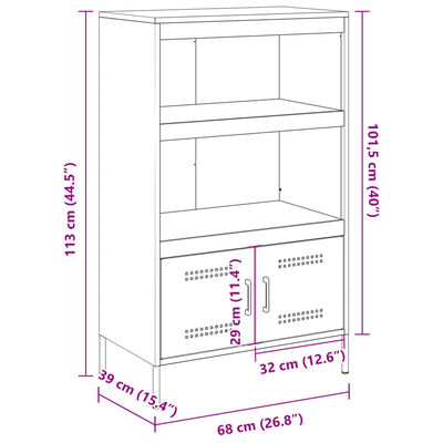 vidaXL Highboard svart 68x39x113 cm stål