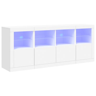 vidaXL Skjenk med LED-lys hvit 163x37x67 cm