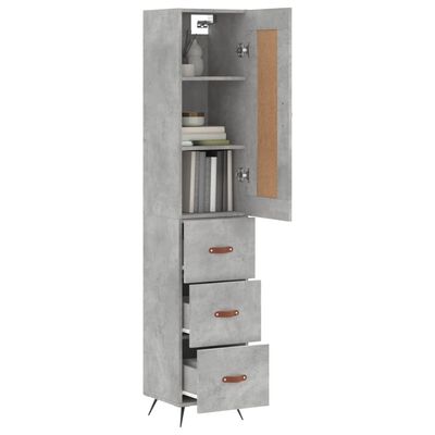 vidaXL Highboard betonggrå 34,5x34x180 cm konstruert tre