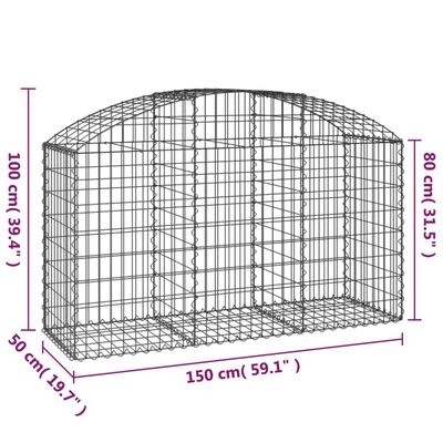 vidaXL Gabionkurv buet 150x50x80/100 cm galvanisert jern