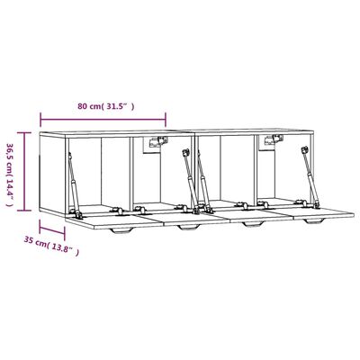 vidaXL Veggskap 2 stk røkt eik 80x35x36,5 cm konstruert tre