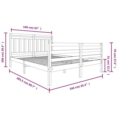 vidaXL Sengeramme heltre 160x200 cm