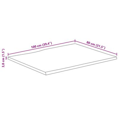 vidaXL Bordplate 100x80x3,8 cm naturlig kant heltre mango