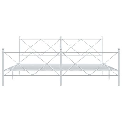 vidaXL Sengeramme i metall med hode- og fotgavl hvit 200x200 cm