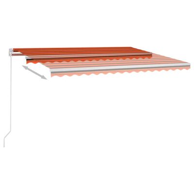 vidaXL Manuell uttrekkbar markise med LED 450x350 cm oransje og brun