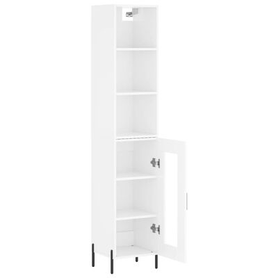 vidaXL Highboard høyglans hvit 34,5x34x180 cm konstruert tre