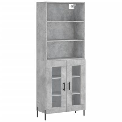 vidaXL Highboard betonggrå 69,5x34x180 cm konstruert tre