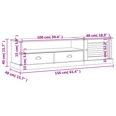 vidaXL TV-benk VIGO grå 156x40x40 cm heltre furu