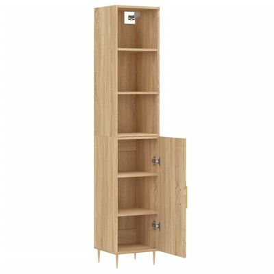 vidaXL Highboard sonoma eik 34,5x34x180 cm konstruert tre