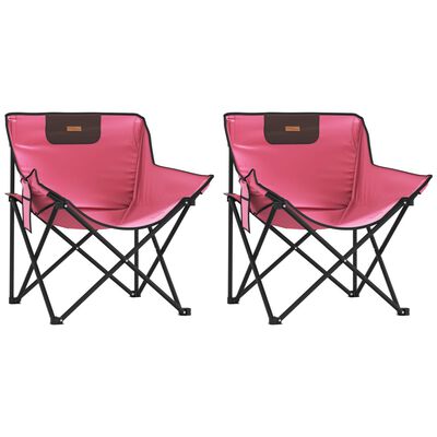 vidaXL Campingstoler med lomme 2 stk sammenleggbar rosa