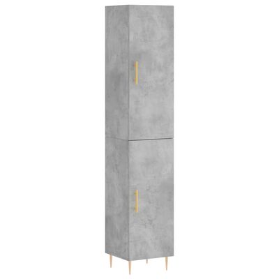 vidaXL Highboard betonggrå 34,5x34x180 cm konstruert tre